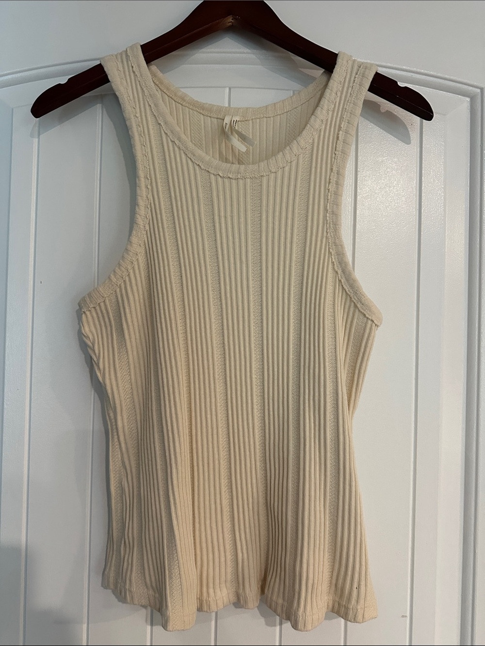 Anthropologie Cream Ribbed Scoop Tank
